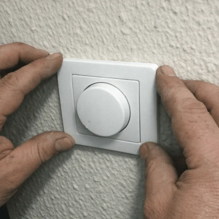 Elektriker verdrahtet einen Unterputzdimmer in der Wand