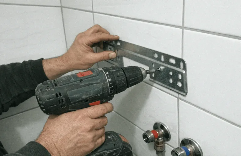 Elektriker installiert sorgfältig eine Deckenleuchte an einer Putzdecke in hellem Raum.